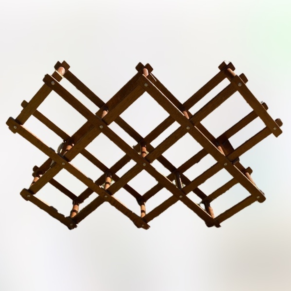 VINTAGE wooden accordion style wine rack